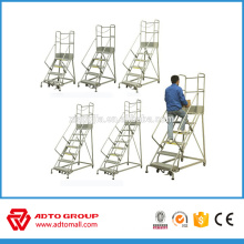 Mobile aluminum platform stair, aluminium stair, movable aluminum ladder for storage rack